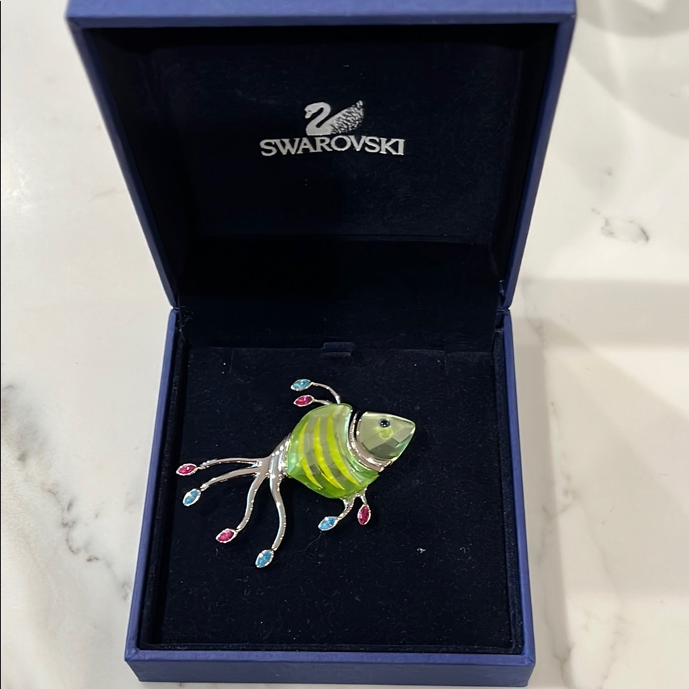 Swarovski Crystal Fish Figurine - Green and Blue